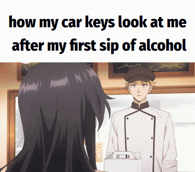 A Cartoon Of A Man And A Woman With A Caption That Says How My Car Keys Look At Me GIF