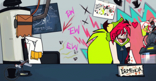 A Cartoon Of A Man And A Woman With A Sign That Says Dementia GIF