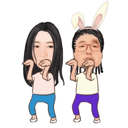 A Cartoon Of A Man And A Woman With Bunny Ears On Sticker
