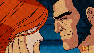 A Cartoon Of A Man And A Woman With The Word Xmen On The Bottom Right GIF