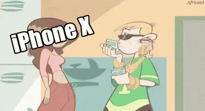 A Cartoon Of A Man And A Woman With The Words Iphone X GIF