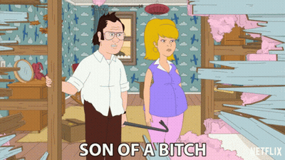 A Cartoon Of A Man And A Woman With The Words Son Of A Bitch On The Bottom Right GIF