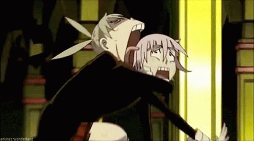 A Cartoon Of A Man And A Woman With Their Mouths Open And The Words Animes-Wanderland At The Bottom GIF