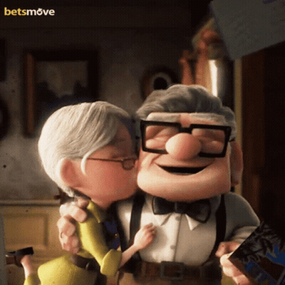 A Cartoon Of A Man And Woman Kissing With A Betsmove Logo In The Background GIF