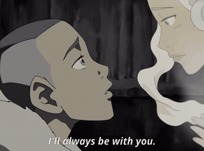 A Cartoon Of A Man And Woman Looking At Each Other With The Words " I 'Ll Always Be With You " GIF