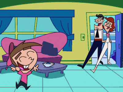 a cartoon of a man and woman standing in a room