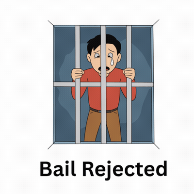A Cartoon Of A Man Behind Bars With The Words Bail Rejected GIF