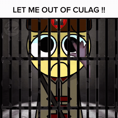 A Cartoon Of A Man Behind Bars With The Words Let Me Out Of Culag GIF