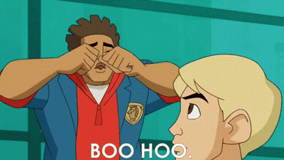 A Cartoon Of A Man Covering His Eyes And The Words Boo Hoo GIF