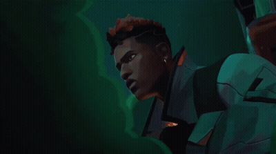 A Cartoon Of A Man Covering His Mouth With His Hand In A Forest GIF