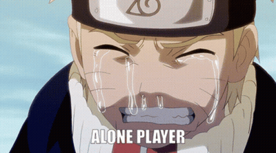 A Cartoon Of A Man Crying With The Words Alone Player Above Him GIF