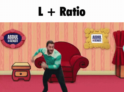 A Cartoon Of A Man Dancing In A Living Room With A Sign That Says Abdul Senate GIF
