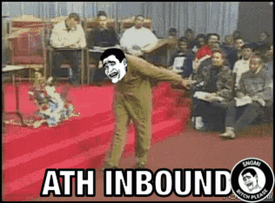 A Cartoon Of A Man Dancing With The Words Ath Inbound Below Him GIF