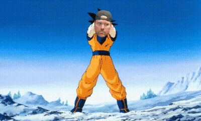 A Cartoon Of A Man Dressed As A Dragon Ball Character GIF