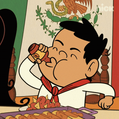 A Cartoon Of A Man Drinking From A Bottle With A Nick Logo In The Corner GIF