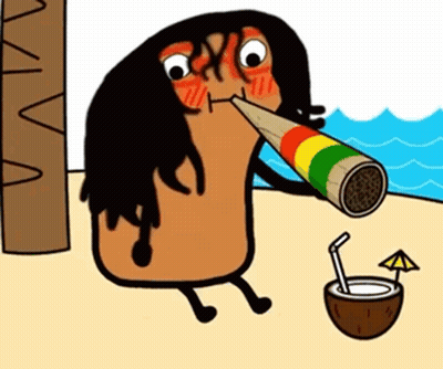 A Cartoon Of A Man Drinking From A Coconut GIF