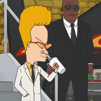 A Cartoon Of A Man Drinking From A Cup That Says ' A ' On It GIF