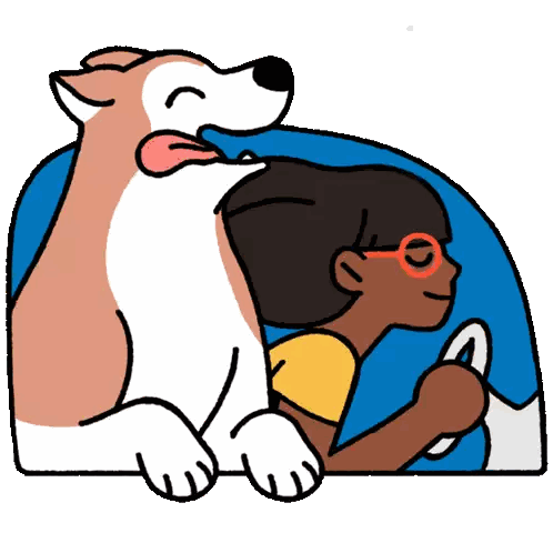 A Cartoon Of A Man Driving A Car With A Dog Laying On His Lap Sticker