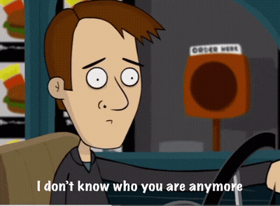 A Cartoon Of A Man Driving A Car With The Words I Don T Know Who You Are Anymore GIF