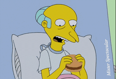 A Cartoon Of A Man Eating A Hamburger With The Words Mister Spectacular On The Bottom Right GIF