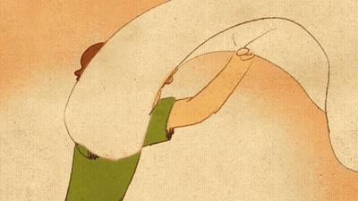A Cartoon Of A Man Feeding A Woman A Bowl Of Food GIF