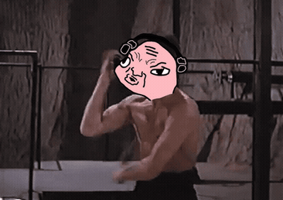 A Cartoon Of A Man Flexing His Muscles With A Face That Says ' Do ' On It GIF