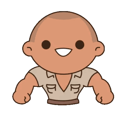 A Cartoon Of A Man Flexing His Muscles With A Yellow Star In The Background Sticker