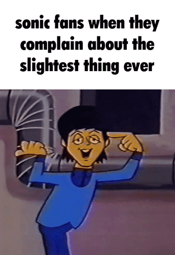 A Cartoon Of A Man Flexing His Muscles With The Caption Sonic Fans When They Complain About The Slightest Thing GIF