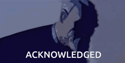 A Cartoon Of A Man Giving A Peace Sign With The Words Acknowledged Below Him GIF