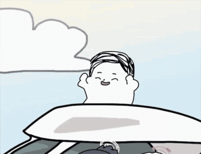 A Cartoon Of A Man Giving A Thumbs Up While Sitting In A Car GIF