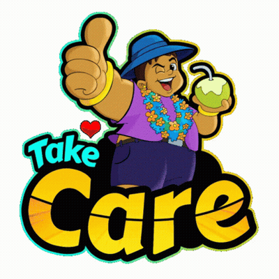 A Cartoon Of A Man Giving A Thumbs Up With The Words Take Care Behind Him GIF