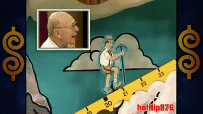 A Cartoon Of A Man Hiking Up A Mountain With The Words Halfflip876 Below Him GIF