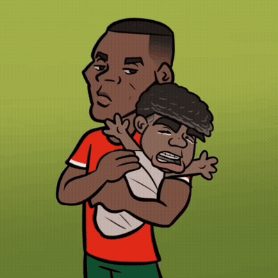 A Cartoon Of A Man Holding A Baby With A Crying Face GIF