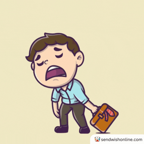 A Cartoon Of A Man Holding A Briefcase With A Speech Bubble That Says Oh No Man GIF