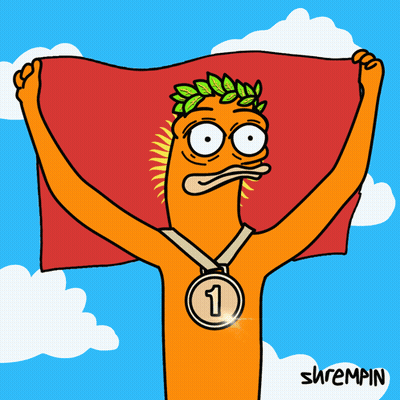 A Cartoon Of A Man Holding A Flag And A Medal With The Number 2 GIF
