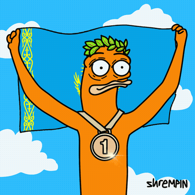 A Cartoon Of A Man Holding A Flag And Wearing A Medal With The Number 2 GIF
