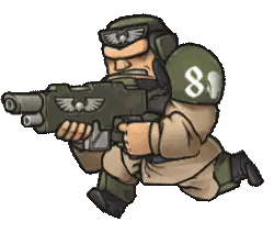 A Cartoon Of A Man Holding A Gun With The Number 81 On His Shoulder Sticker