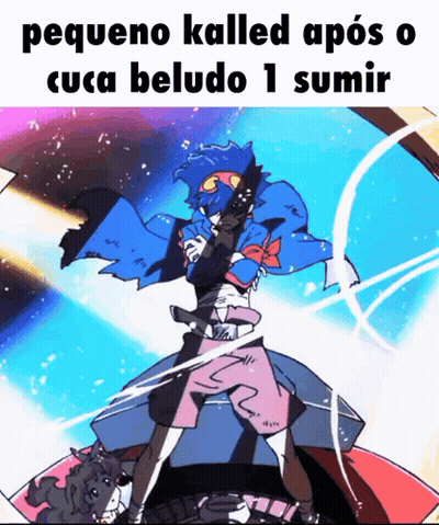 A Cartoon Of A Man Holding A Gun With The Words Pequeno Kalled Após O Cuca Beludo 1 Sumir Below GIF
