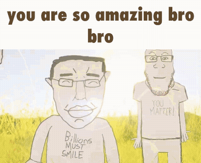 A Cartoon Of A Man Holding A Large Red Heart With The Words You Are So Amazing Bro Bro GIF