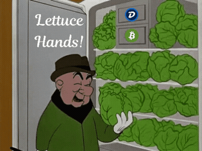 A Cartoon Of A Man Holding A Lettuce In Front Of A Refrigerator Full Of Lettuce . GIF