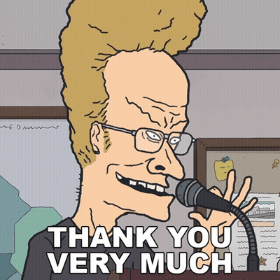 A Cartoon Of A Man Holding A Microphone And Saying Thank You Very Much GIF