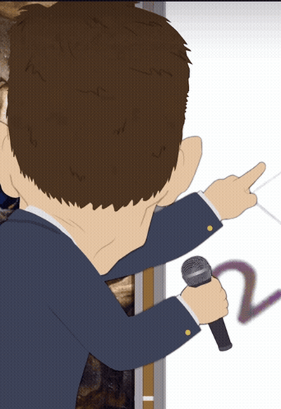 A Cartoon Of A Man Holding A Microphone Pointing GIF