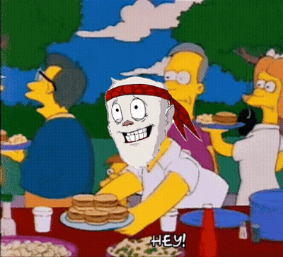 A Cartoon Of A Man Holding A Plate Of Pancakes Says Hey GIF