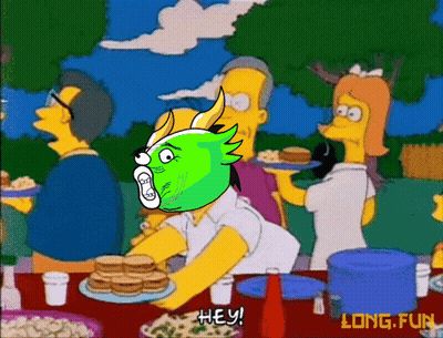 A Cartoon Of A Man Holding A Plate Of Pancakes That Says Hey On It GIF