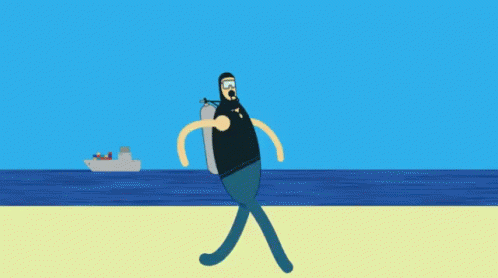 A Cartoon Of A Man Holding A Rainbow Colored Umbrella GIF