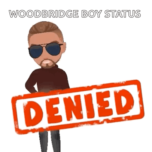 A Cartoon Of A Man Holding A Red Denied Stamp GIF