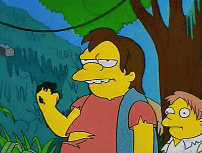 A Cartoon Of A Man Holding A Rock And A Boy With A Backpack GIF