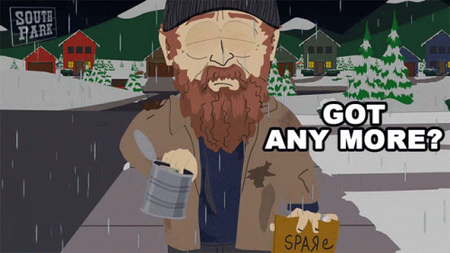 A Cartoon Of A Man Holding A Sign That Says " Spare " GIF