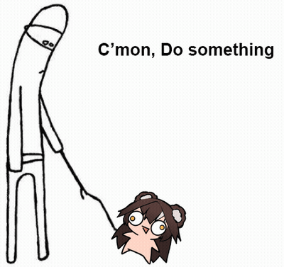 A Cartoon Of A Man Holding A Small Animal On A Leash . GIF