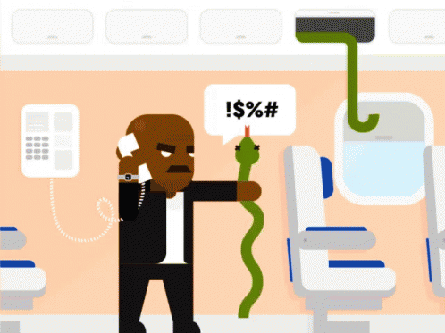 A Cartoon Of A Man Holding A Snake With A Speech Bubble That Says ! $ % # GIF